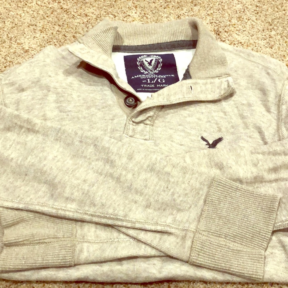 DISCOUNTED Men’s AE Marled Grey Button Up Sweater